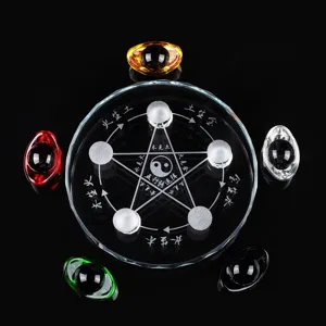 Conjunto de placa de cristal de cinco elementos Feng Shui con lingotes y esferas de colores