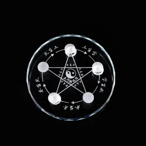 Placa de cristal Feng Shui de los Cinco Elementos Decoración de mesa energía de la suerte
