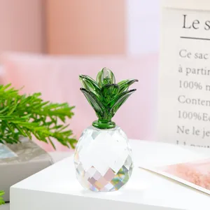 Crystal pineapple figurine mini glass fruit ornament desktop home decoration display