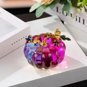 Crystal glass pumpkin ornament decorative centerpiece for home desktop display and gift.