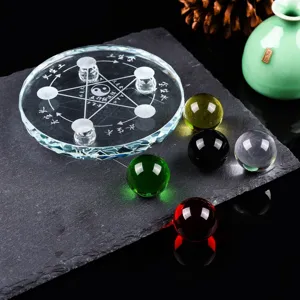 Placa de cristal de los cinco elementos Feng Shui con esferas coloridas decoración