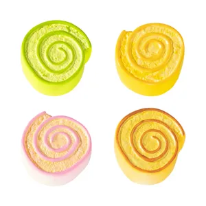 Mini Resin Swiss Roll Bread Simulation Food Play Miniature Ornaments Cute Cartoon Cake Model For DIY Crafts Refrigerator Magnet Decor Table Top Display Accessories