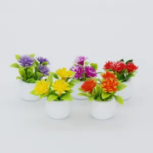 Puppenhaus Miniatur Topfpflanzen künstliche Blumen Set für Mikrolandschaft Dekoration.