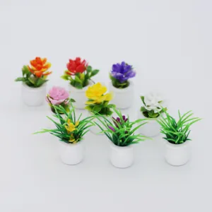 Miniature dollhouse potted plants simulation flower micro landscape bonsai decor set