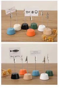 Minimalist wooden base memo clip creative desktop message photo card holder office decor