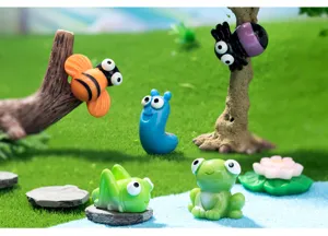 Miniature resin insect figurines set in moss landscape, perfect for DIY garden decoration details.