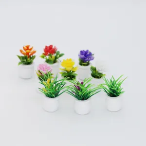 Miniature dollhouse potted plants simulation flower micro landscape decor bonsai cute.