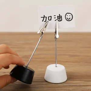 Minimalist wooden memo clip card holder desktop photo clip metal alligator clip office decor