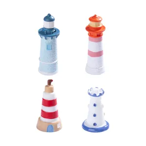 Mini Phare en Résine Méditerranéen Ornement Paysage DIY Mousse Éco Bouteille Figurine Miniature Plage Bureau Maison Décoration