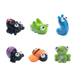Resin Micro Landscape Miniature Insect Figurine Cute Cartoon Animal Grasshopper Frog Bee Spider Ornament DIY Garden Decor