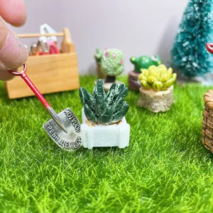 Miniature shovel dollhouse garden tool 1:12 scale micro landscape green plant decor accessory