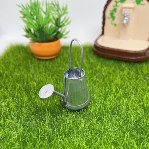 Dollhouse miniature metal watering can garden micro landscape decor for dollhouse display.