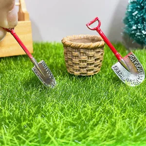 Dollhouse Miniature Garden Shovel Basket Micro Landscape Accessories Doll House Furniture Decor DIY Craft Toy Set
