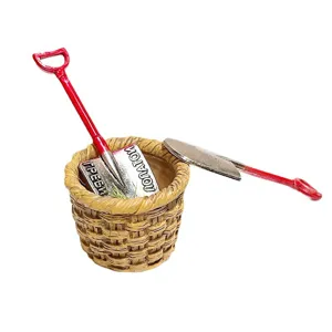 1:12 dollhouse miniature garden tools red shovel potted basket set dollhouse decor toy