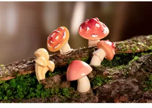 Mini resin mushroom figurines for moss micro landscape DIY fairy garden decor pots.