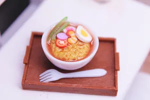 Miniature Dollhouse Instant Noodle Set Resin Clay Simulation Food Model DIY Craft Doll House Kitchen Scene Decoration Toy