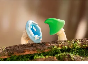 Miniature resin mushroom detail shot for micro landscape DIY bonsai decor accessories