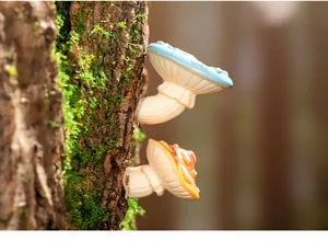 Simulation mini mushroom bonsai decoration, cute resin moss micro landscape DIY accessories.