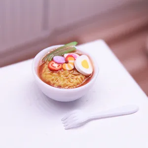 Dollhouse miniature ramen noodle food set handmade clay DIY kitchen accessory for doll decoration