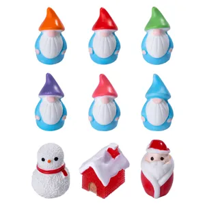 Miniature Christmas Halloween Gnome Resin Figurines Santa Claus Snowman House Decor Mini Micro Landscape Ornaments DIY
