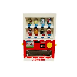 Miniature 1:12 scale dollhouse vending machine toy, realistic simulation drink machine model for decor.