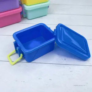Miniature blue plastic storage box detail, cute dollhouse DIY accessory and simulation prop.
