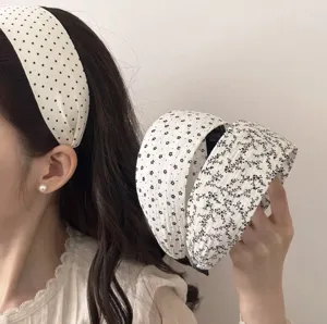 Korean Style Wide Brim Black White Polka Dot Headband Fashion Hair Hoop Accessories For Women Daily Hair Styling