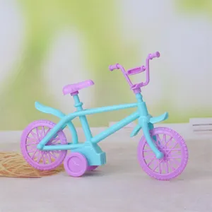Mini plastic bicycle model toy dollhouse accessory pink and blue miniature bike decor