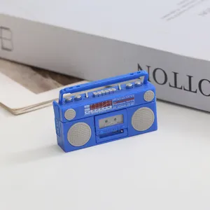 1:12 dollhouse miniature retro boombox radio model, cute plastic scene decor for photography.