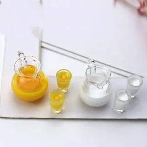 1:12 casa delle bambole in miniatura caraffa vetro tazza set, deliziosa decorazione per cucina.