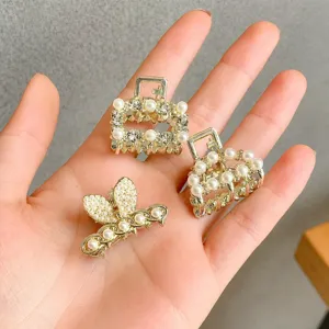 Mini mollette per capelli in lega perle strass fermagli carini per frangia donna