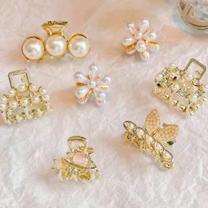 Mini Molla per Capelli in Lega Perla Strass Piccole Mollette Frangia Lato Accessori per Capelli per Donne