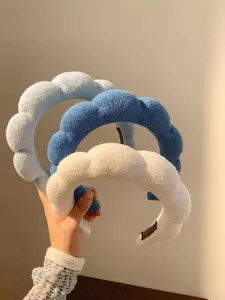 French style fluffy cloud headband for women, thick absorbent towel fabric hair hoop, 3 colors.