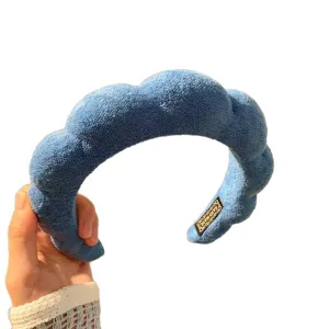 Blue cloud headband for women, soft wide sponge hair hoop for daily cute daily wear styling.