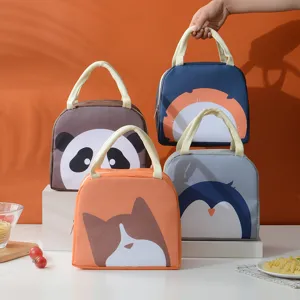 Bolsa de Almuerzo Aislada Portátil de Tela Oxford Bolso Bento Térmico Lindo Animal de Dibujos Animados Bolsa de Comida Para Trabajo Escuela