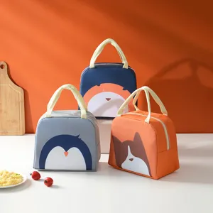 Bolsa de almuerzo aislada linda de dibujos animados portátil para oficina y estudiantes
