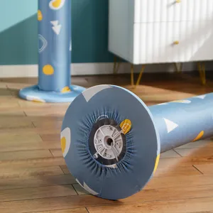 Blauwe geometrische patroon toringventilator stofhoes elastische beschermhoes hoofdaanzicht