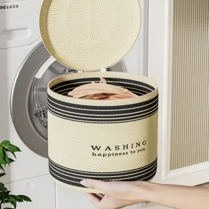 Bolsa de lavandería de malla cilíndrica para ropa delicada, sujetadores con diseño de cremallera.