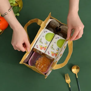 Bolsa térmica para almuerzo aislada y gruesa con gran capacidad, bolso portátil para comidas.