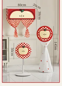 Bonito conjunto de funda antipolvo para ventilador eléctrico con patrón de manzana.