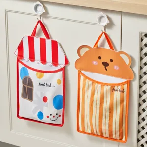Soportes de bolsas de plástico para cocina, organizador colgante con diseño de oso y casa