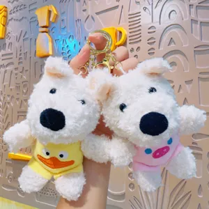 Carino Cane Arruffato Portachiavi In Peluche Animale Dei Cartoni Animati Bambola Imbottita Anello Chiave Auto Ciondolo Borsa Ornament Appeso Regalo