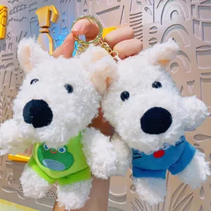 Portachiavi con cagnolino West Highland in morbido peluche, simpatico ciondolo per borsa.
