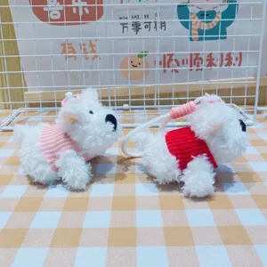 Portachiavi peluche West Highland Terrier carino, ciondolo borsa cane soffice con maglione