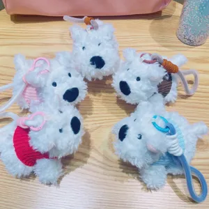 Set portachiavi in peluche cucciolo di westie bianco ciondolo zaino soffice carino