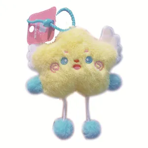 Lindo colgante de felpa de estrella nube bolsa amuleto felpa muñeca juguete llavero de dibujos