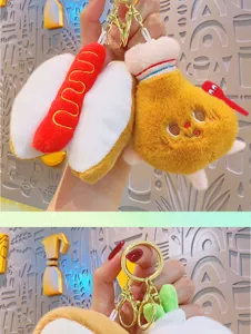 Lindo peluche hamburguesa hot dog pollo llavero bolso encanto suave muñeca regalo