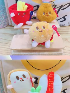Peluche lindo de comida rápida llavero hamburguesa papas fritas colgante de bolso