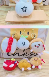 Llaveros de peluche bonitos, dijes para bolsos de hamburguesa perrito caliente, regalos suaves.