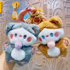 Cute plush cat keychain fluffy kitten bag pendant kawaii backpack charm for student gifts